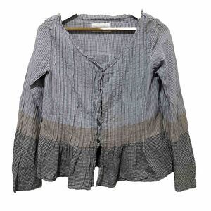 Khadi and Co. Bess Nielsen Blouse Stripe Medium Brown Blue